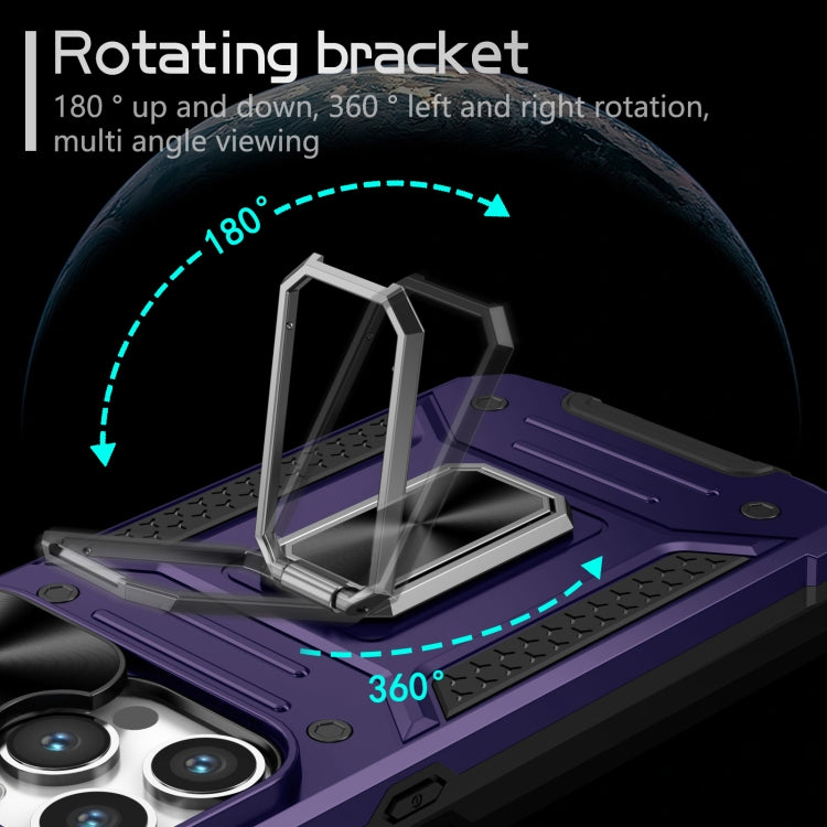 For iPhone 14 Pro Camshield Robot TPU Hybrid PC Phone Case(Purple)