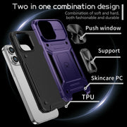 For iPhone 14 Pro Camshield Robot TPU Hybrid PC Phone Case(Purple)