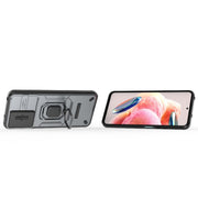 For Xiaomi Redmi Note 12 4G Global Sliding Camshield TPU + PC Shockproof Phone Case with Holder(Grey)
