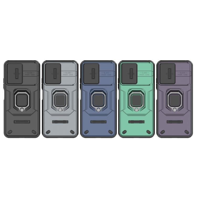 For Xiaomi Redmi Note 12 4G Global Sliding Camshield TPU + PC Shockproof Phone Case with Holder(Green)