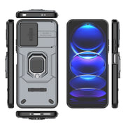 For Xiaomi Redmi Note 12 5G Global Sliding Camshield TPU + PC Shockproof Phone Case with Holder(Grey)