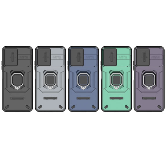 For Xiaomi Redmi Note 12 5G Global Sliding Camshield TPU + PC Shockproof Phone Case with Holder(Blue)