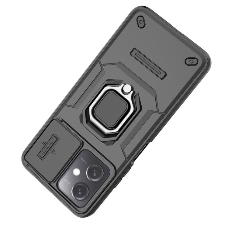 For Xiaomi Redmi Note 12 5G Global Sliding Camshield TPU + PC Shockproof Phone Case with Holder(Green)