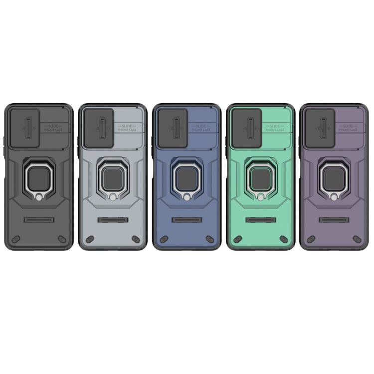 For Xiaomi Redmi Note 12 5G Global Sliding Camshield TPU + PC Shockproof Phone Case with Holder(Green)