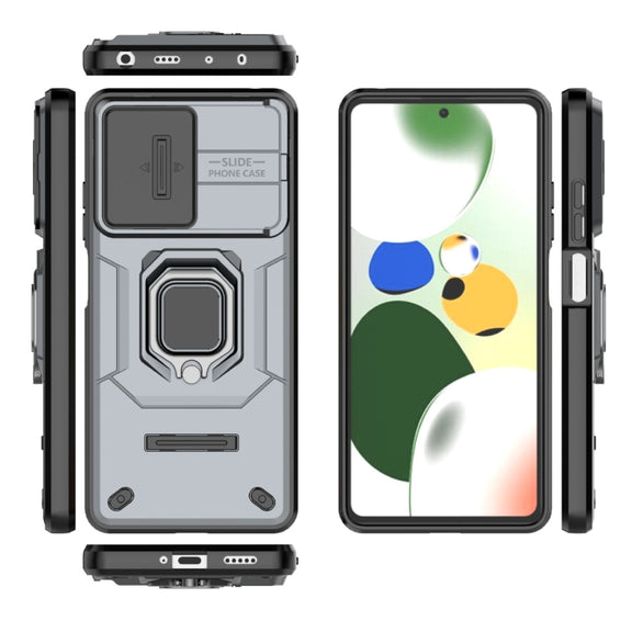 For Xiaomi Redmi Note 12 Pro 5G Global Sliding Camshield TPU + PC Shockproof Phone Case with Holder(Grey)