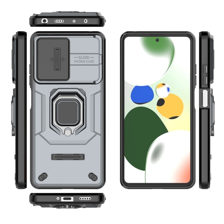 For Xiaomi Redmi Note 12 Pro 5G Global Sliding Camshield TPU + PC Shockproof Phone Case with Holder(Grey)