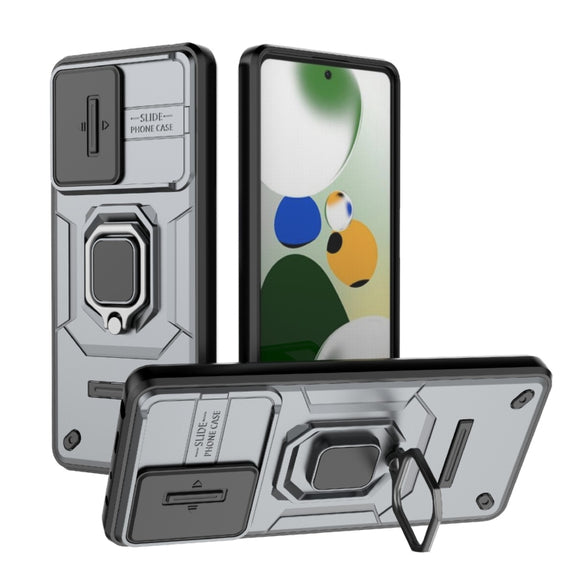 For Xiaomi Redmi Note 12 Pro 5G Global Sliding Camshield TPU + PC Shockproof Phone Case with Holder(Grey)