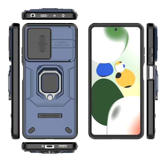For Xiaomi Redmi Note 12 Pro 5G Global Sliding Camshield TPU + PC Shockproof Phone Case with Holder(Blue)