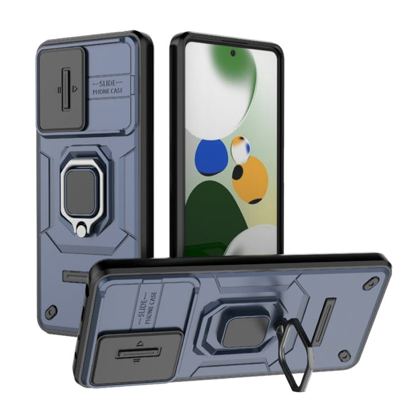 For Xiaomi Redmi Note 12 Pro 5G Global Sliding Camshield TPU + PC Shockproof Phone Case with Holder(Blue)