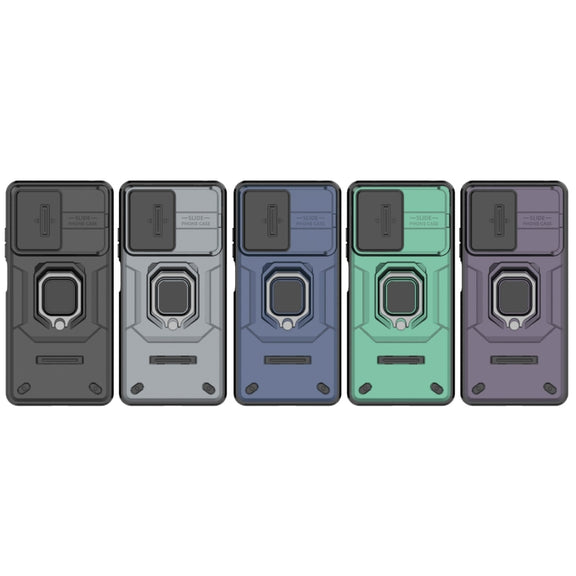 For Xiaomi Redmi Note 12 Pro 5G Global Sliding Camshield TPU + PC Shockproof Phone Case with Holder(Purple)