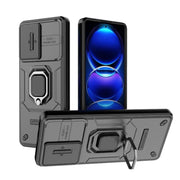 For Xiaomi Redmi Note 12 Pro+ 5G Global Sliding Camshield TPU + PC Shockproof Phone Case with Holder(Black)
