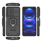 For Xiaomi Redmi Note 12 Pro+ 5G Global Sliding Camshield TPU + PC Shockproof Phone Case with Holder(Black)