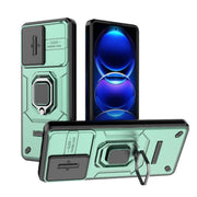 For Xiaomi Redmi Note 12 Pro+ 5G Global Sliding Camshield TPU + PC Shockproof Phone Case with Holder(Green)