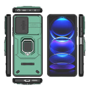 For Xiaomi Redmi Note 12 Pro+ 5G Global Sliding Camshield TPU + PC Shockproof Phone Case with Holder(Green)
