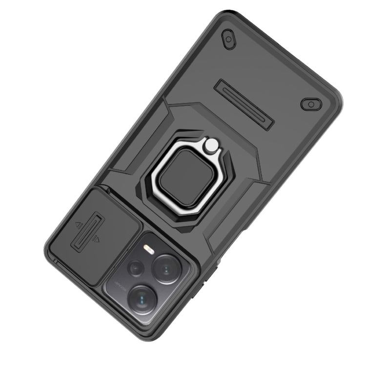 For Xiaomi Redmi Note 12 Pro+ 5G Global Sliding Camshield TPU + PC Shockproof Phone Case with Holder(Green)