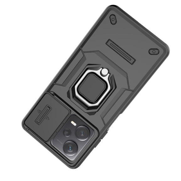 For Xiaomi Redmi Note 12 Pro+ 5G Global Sliding Camshield TPU + PC Shockproof Phone Case with Holder(Green)