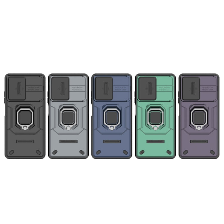 For Xiaomi Redmi Note 12 Pro+ 5G Global Sliding Camshield TPU + PC Shockproof Phone Case with Holder(Green)
