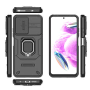 For Xiaomi Redmi Note 12S 4G Global Sliding Camshield TPU + PC Shockproof Phone Case with Holder(Black)
