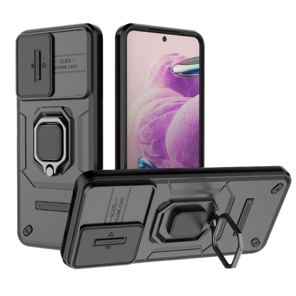 For Xiaomi Redmi Note 12S 4G Global Sliding Camshield TPU + PC Shockproof Phone Case with Holder(Black)