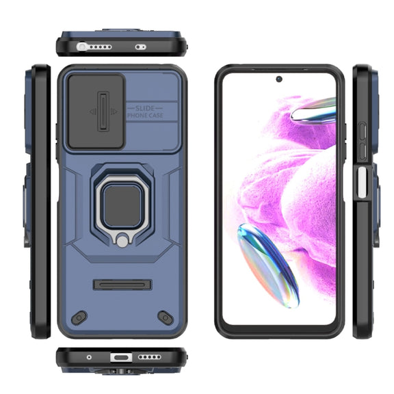 For Xiaomi Redmi Note 12S 4G Global Sliding Camshield TPU + PC Shockproof Phone Case with Holder(Blue)