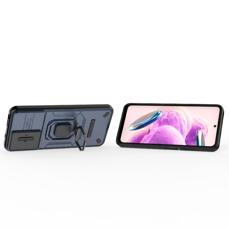 For Xiaomi Redmi Note 12S 4G Global Sliding Camshield TPU + PC Shockproof Phone Case with Holder(Blue)