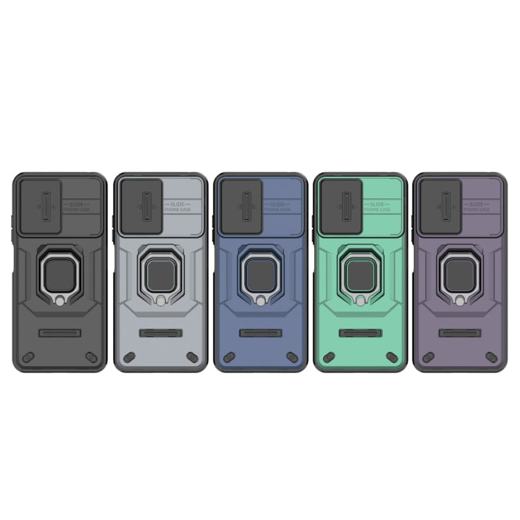 For Xiaomi Redmi Note 12S 4G Global Sliding Camshield TPU + PC Shockproof Phone Case with Holder(Green)