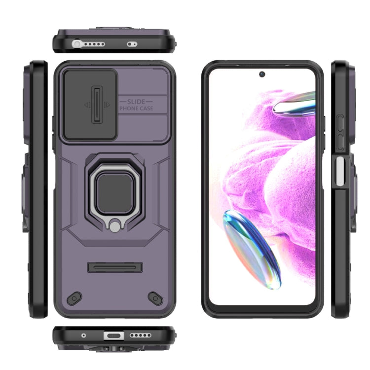 For Xiaomi Redmi Note 12S 4G Global Sliding Camshield TPU + PC Shockproof Phone Case with Holder(Purple)