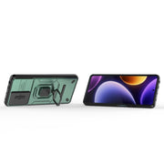 For Xiaomi Redmi Note 12 Turbo 5G Sliding Camshield TPU + PC Shockproof Phone Case with Holder(Green)