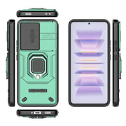 For Xiaomi Redmi K60 5G Sliding Camshield TPU + PC Shockproof Phone Case with Holder(Green)