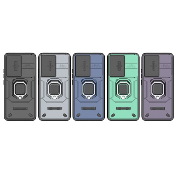 For Xiaomi Redmi K60 5G Sliding Camshield TPU + PC Shockproof Phone Case with Holder(Green)