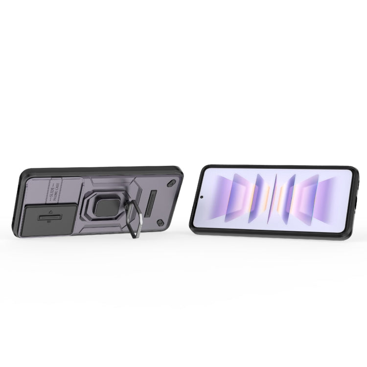 For Xiaomi Redmi K60 5G Sliding Camshield TPU + PC Shockproof Phone Case with Holder(Purple)