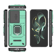 For Xiaomi Redmi K60 Ultra 5G Sliding Camshield TPU + PC Shockproof Phone Case with Holder(Green)