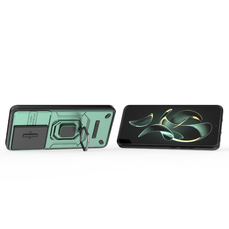For Xiaomi Redmi K60 Ultra 5G Sliding Camshield TPU + PC Shockproof Phone Case with Holder(Green)