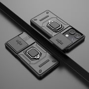 For Xiaomi Redmi Note 13 5G Sliding Camshield TPU + PC Shockproof Phone Case with Holder(Black)