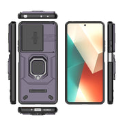 For Xiaomi Redmi Note 13 5G Sliding Camshield TPU + PC Shockproof Phone Case with Holder(Purple)