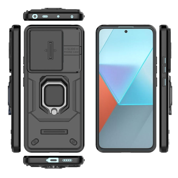 For Xiaomi Redmi Note 13 Pro 5G Sliding Camshield TPU + PC Shockproof Phone Case with Holder(Black)