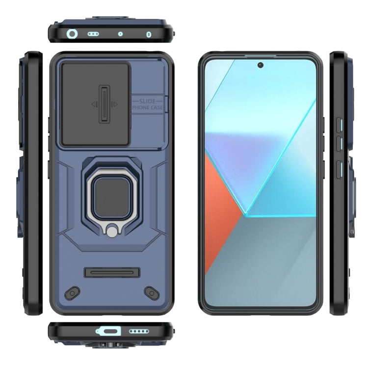 For Xiaomi Redmi Note 13 Pro 5G Sliding Camshield TPU + PC Shockproof Phone Case with Holder(Blue)