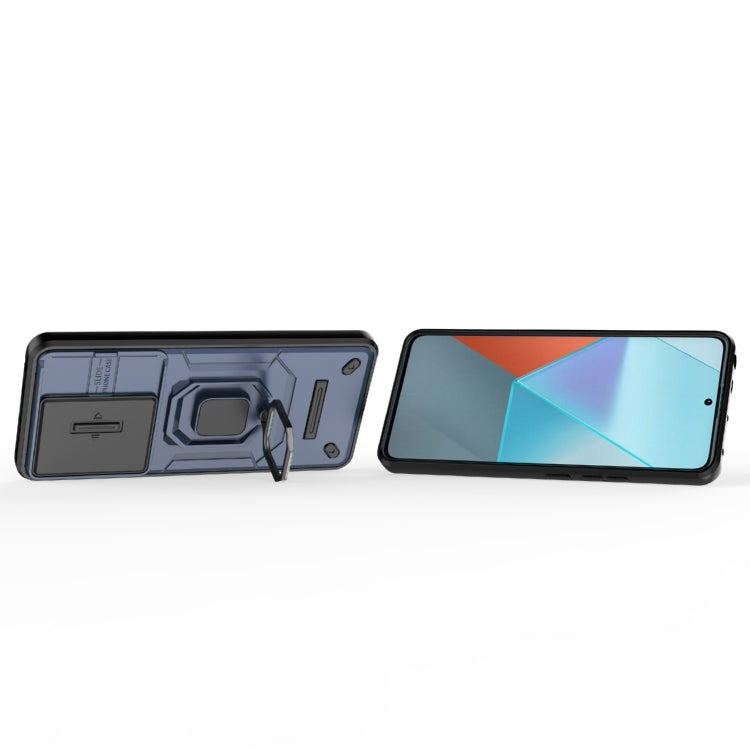 For Xiaomi Redmi Note 13 Pro 5G Sliding Camshield TPU + PC Shockproof Phone Case with Holder(Blue)
