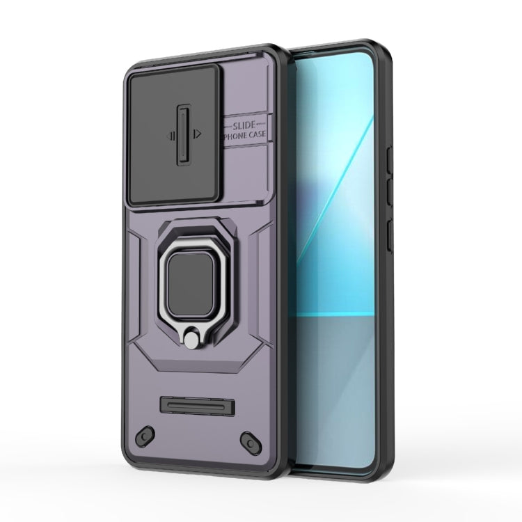 For Xiaomi Redmi Note 13 Pro 5G Sliding Camshield TPU + PC Shockproof Phone Case with Holder(Purple)