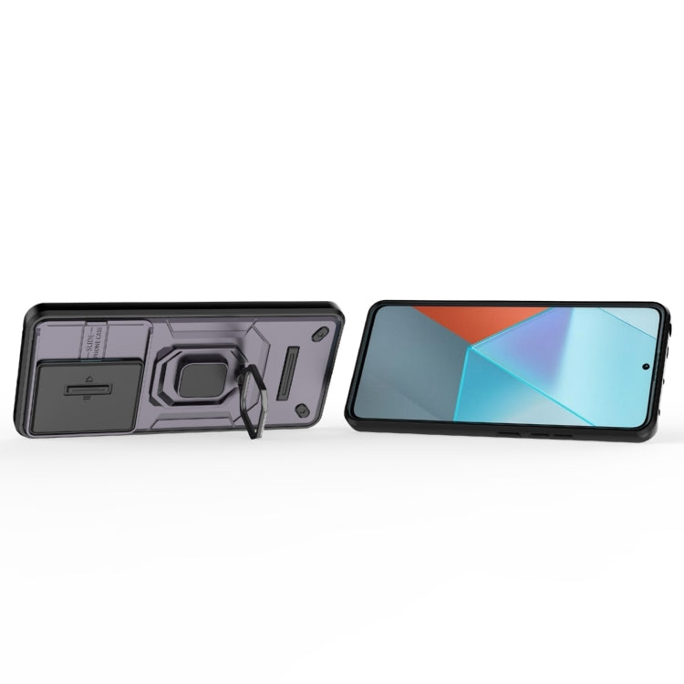 For Xiaomi Redmi Note 13 Pro 5G Sliding Camshield TPU + PC Shockproof Phone Case with Holder(Purple)