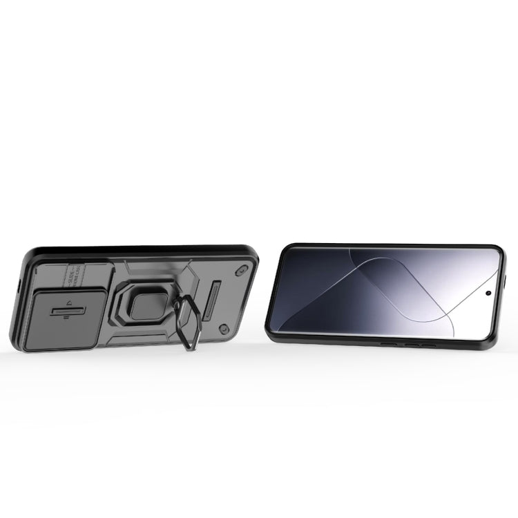 For Xiaomi 14 Pro 5G Sliding Camshield TPU + PC Shockproof Phone Case with Holder(Black)