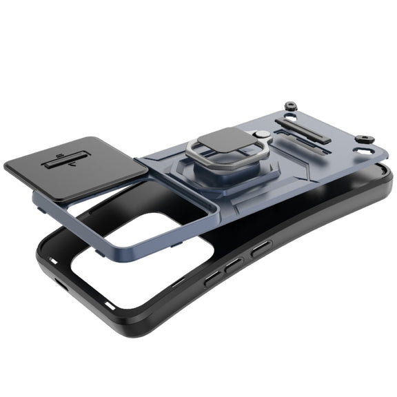 For Xiaomi 14 Pro 5G Sliding Camshield TPU + PC Shockproof Phone Case with Holder(Green)