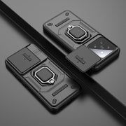 For Xiaomi 14 Sliding Camshield TPU + PC Shockproof Phone Case with Holder(Black)