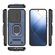 For Xiaomi 14 Sliding Camshield TPU + PC Shockproof Phone Case with Holder(Blue)