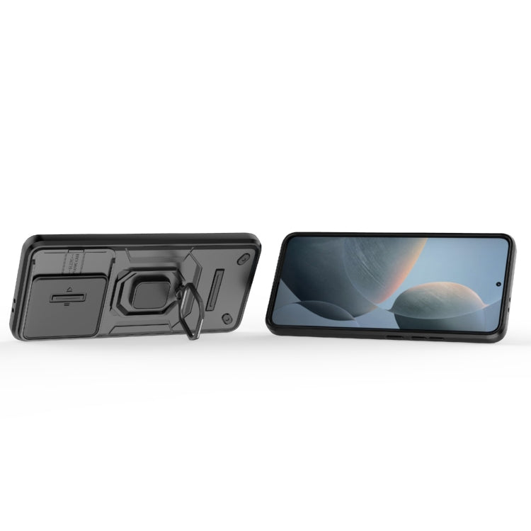 For Xiaomi Redmi K70 5G Sliding Camshield TPU + PC Shockproof Phone Case with Holder(Black)