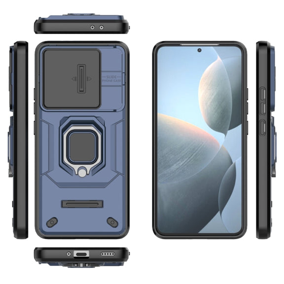 For Xiaomi Redmi K70 5G Sliding Camshield TPU + PC Shockproof Phone Case with Holder(Blue)