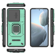 For Xiaomi Redmi K70 5G Sliding Camshield TPU + PC Shockproof Phone Case with Holder(Green)