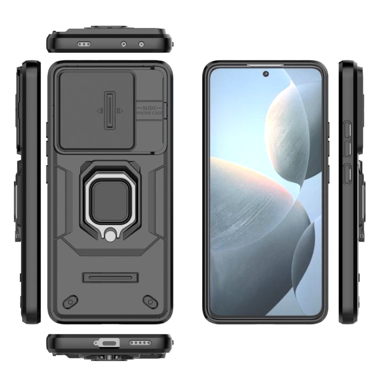 For Xiaomi Redmi K70E 5G Sliding Camshield TPU + PC Shockproof Phone Case with Holder(Black)