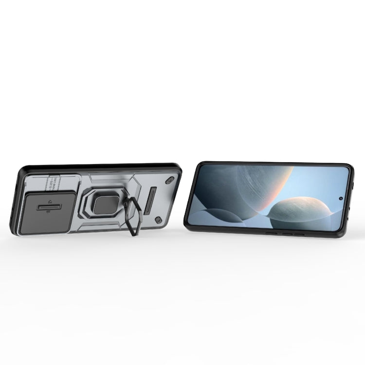 For Xiaomi Redmi K70E 5G Sliding Camshield TPU + PC Shockproof Phone Case with Holder(Grey)