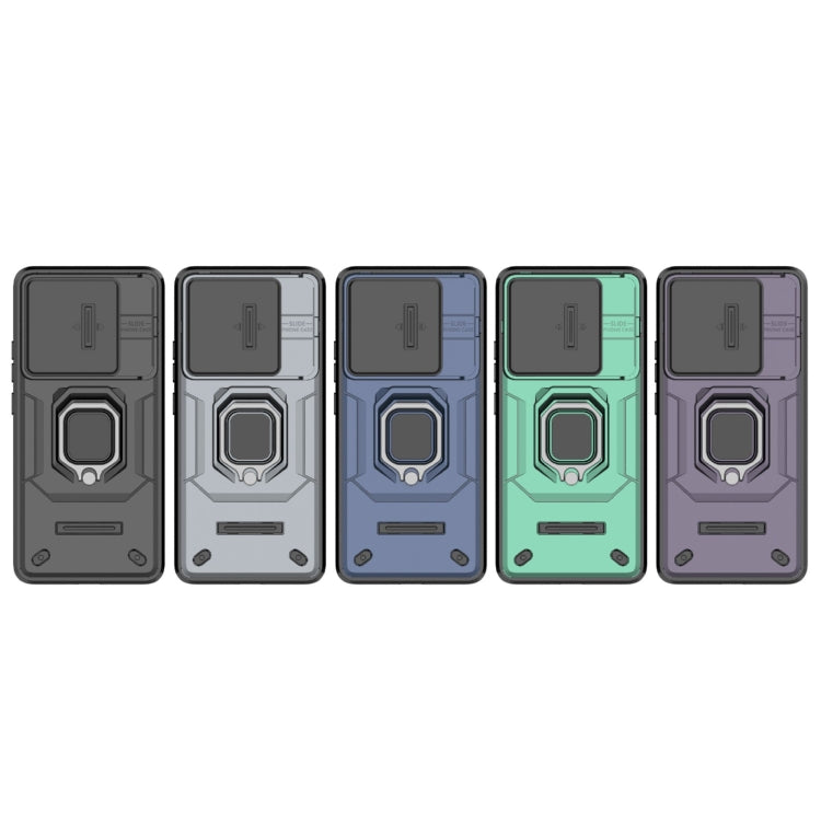 For Xiaomi Redmi K70E 5G Sliding Camshield TPU + PC Shockproof Phone Case with Holder(Green)